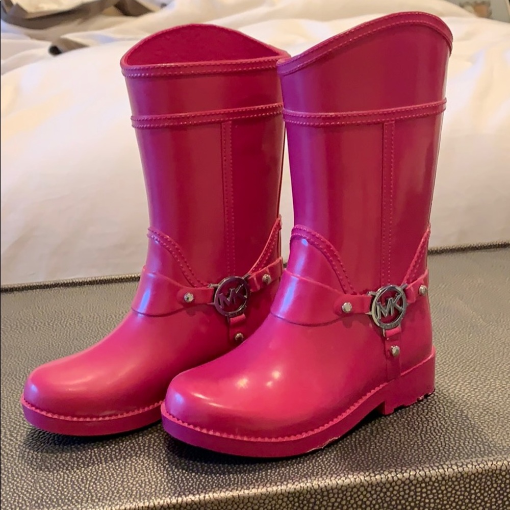 Girls Michael Kors Pink Rain Boots Size 9